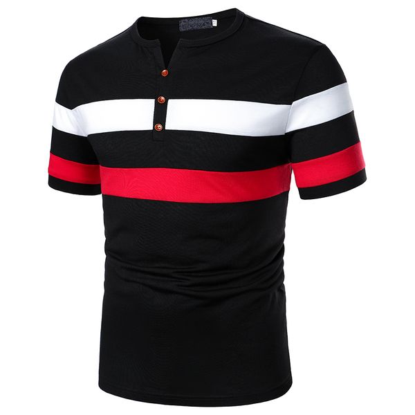 men's tshirts round neck henry collar tricolor stitching stripe casual city short sleeve 230417, White;black
men's tshirts round neck henry collar tricolor stitching stripe casual city short sleeve 230417, White;black