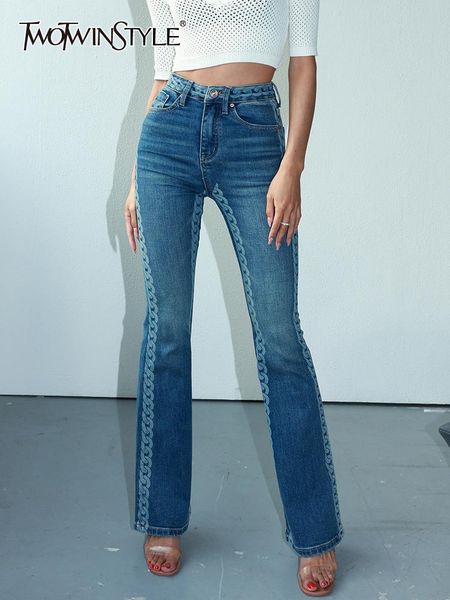 jeans twotwinstyle patchwork colorblock denim flare pants for women high waist slim trousers female skinny clothing 2022 fashion, Blue
jeans twotwinstyle patchwork colorblock denim flare pants for women high waist slim trousers female skinny clothing 2022 fashion, Blue