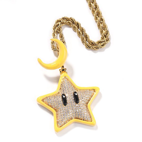 gold silver colors mens bling hiphop jewelry bling cz star and moon pendant necklace for men women with rope chain
gold silver colors mens bling hiphop jewelry bling cz star and moon pendant necklace for men women with rope chain