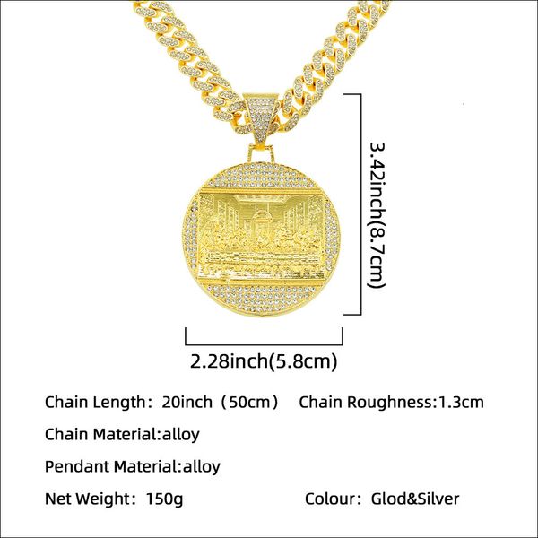 pendant necklaces hip hop exaggerated diamond embellished large round label pendant necklace trendy men punk domineering cool cuba chain acc, Silver
pendant necklaces hip hop exaggerated diamond embellished large round label pendant necklace trendy men punk domineering cool cuba chain acc, Silver