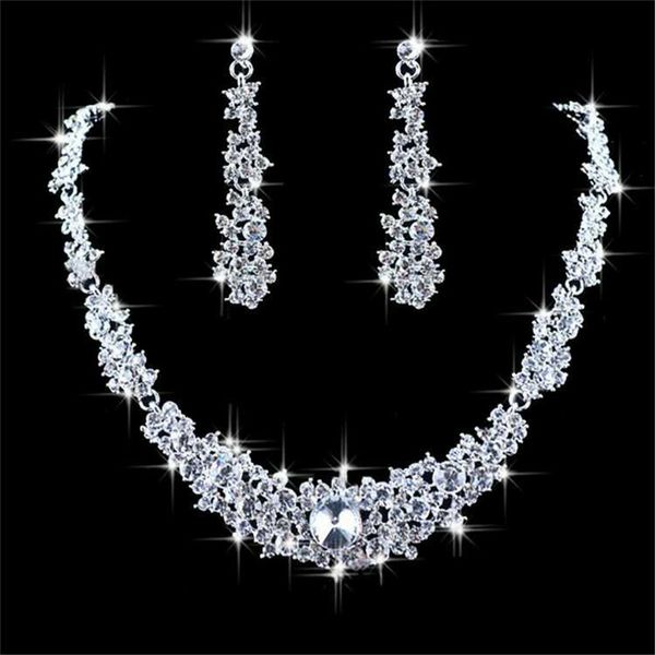 women fashion jewelry crystal wedding earrings jewelry pendant necklace bridal jewelry sets accessories, White
women fashion jewelry crystal wedding earrings jewelry pendant necklace bridal jewelry sets accessories, White