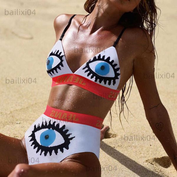 women's swimwear 2021 women two piece bikini set big eyes fire flame printed swimsuit high waist letters waistband bikini for summer ne, White;black
women's swimwear 2021 women two piece bikini set big eyes fire flame printed swimsuit high waist letters waistband bikini for summer ne, White;black