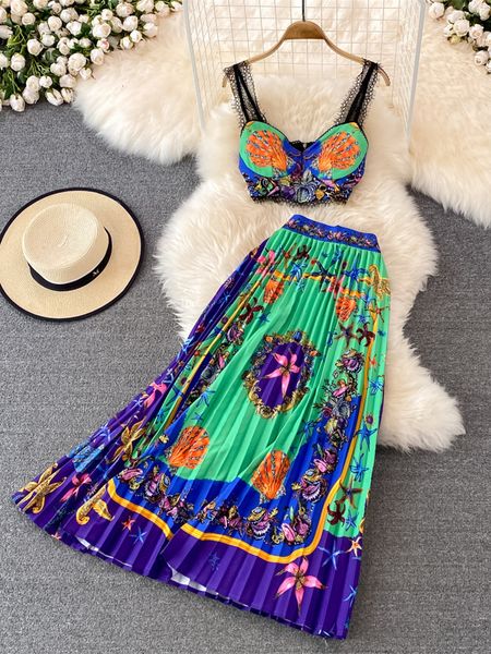 two piece dress summer bohemian set women floral printed short cup padded lace stitching crop high waist pleated maxi skirt 230414, White
two piece dress summer bohemian set women floral printed short cup padded lace stitching crop high waist pleated maxi skirt 230414, White