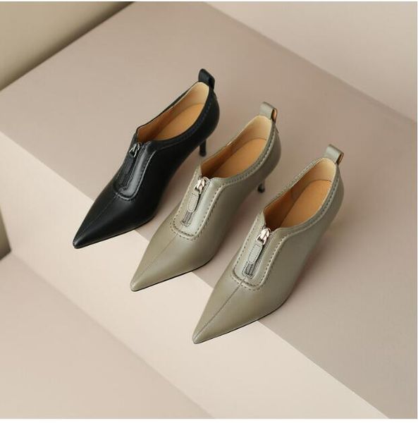 sheepskin high heeled shoes women 2023 fall pointed toe zipper ankle boots fashion pointed toe lady booties, Black
sheepskin high heeled shoes women 2023 fall pointed toe zipper ankle boots fashion pointed toe lady booties, Black
