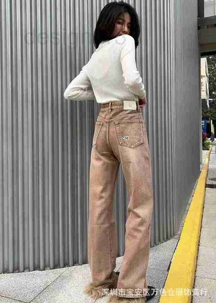 women's jeans designer autumn/winter new chic design with embroidered back pocket, high waisted straight leg jeans for women i69q, Blue