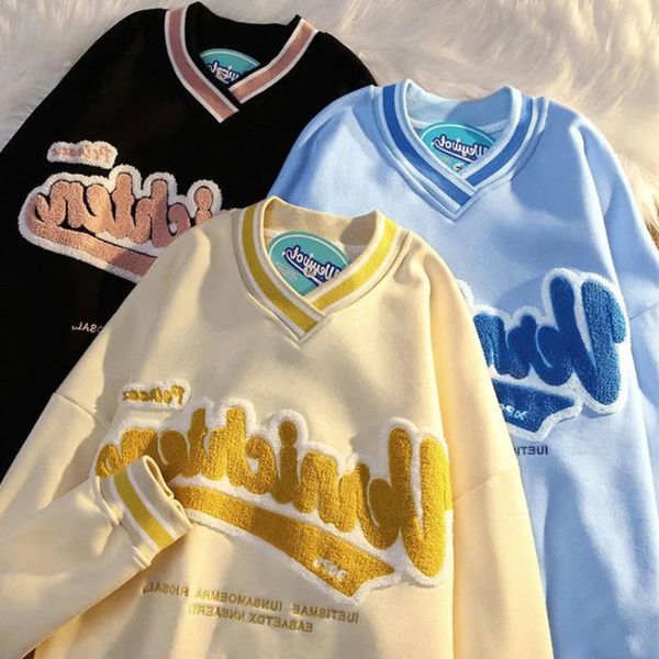 women's jackets letter embroidered vneck hoodie's y2k street retro loose sweatshirts couple casual trend allmatch hoodies 230417, Black;brown
women's jackets letter embroidered vneck hoodie's y2k street retro loose sweatshirts couple casual trend allmatch hoodies 230417, Black;brown