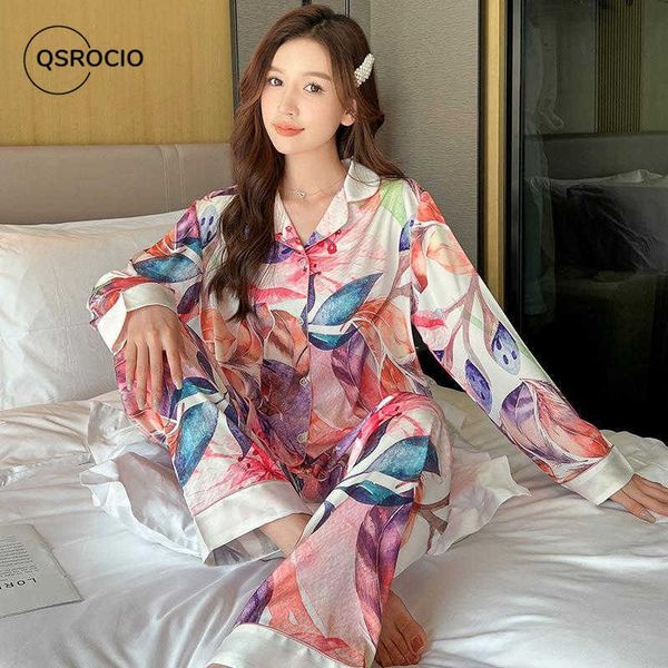 women's sleep lounge qsrocio women's pajamas set fashion colorful leaves print leisure sleepwear silk like long homewear nightwear
women's sleep lounge qsrocio women's pajamas set fashion colorful leaves print leisure sleepwear silk like long homewear nightwear