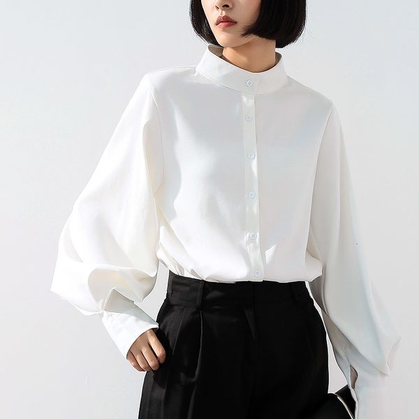 women's blouses shirts long wide lantern sleeve blouse women and blouses vintage stand collar button down shirts female spring fashion, White
women's blouses shirts long wide lantern sleeve blouse women and blouses vintage stand collar button down shirts female spring fashion, White