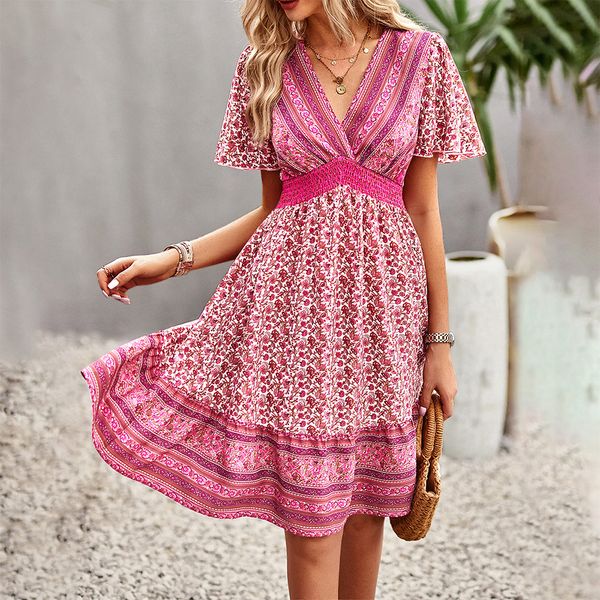 bohemian style floral dress for women vneck 2023 summer holiday rosered color midlength aline skirts for girls elastic waist casual loose k2, Black;gray
bohemian style floral dress for women vneck 2023 summer holiday rosered color midlength aline skirts for girls elastic waist casual loose k2, Black;gray