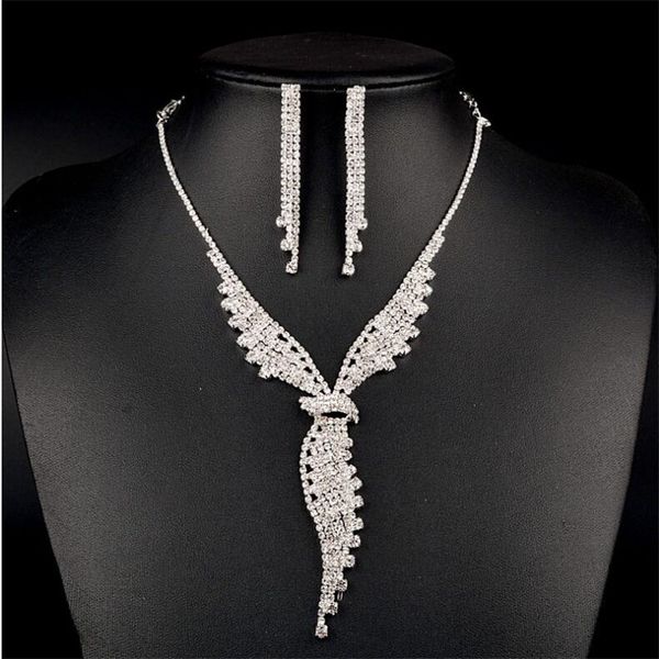 2023 newly designer married pendant necklaces cross border bridal necklace female rhinestone angel wings earrings necklace set jewelry, Silver
2023 newly designer married pendant necklaces cross border bridal necklace female rhinestone angel wings earrings necklace set jewelry, Silver