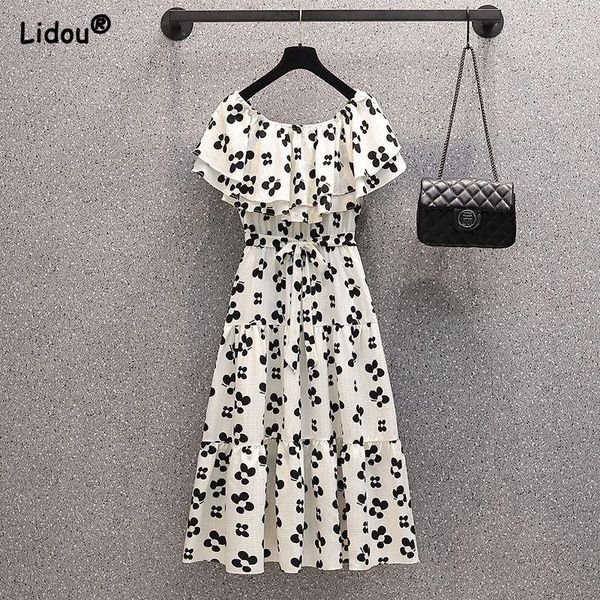 dresses casual slash neck off shoulder summer women female simple fashion elastic waist butterfly sleeve aline skirt clothing 2022, Black;gray
dresses casual slash neck off shoulder summer women female simple fashion elastic waist butterfly sleeve aline skirt clothing 2022, Black;gray