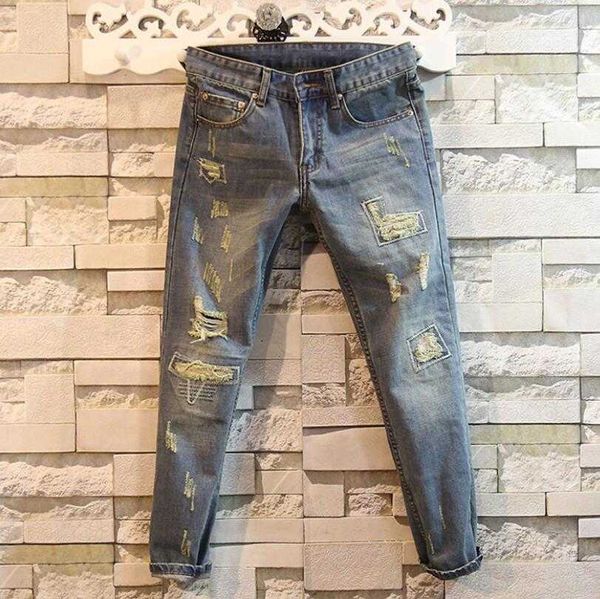 2022 new style mens jeans distressed irregular ripped embroidery slim fit pencil men pants in stock, Blue
2022 new style mens jeans distressed irregular ripped embroidery slim fit pencil men pants in stock, Blue
