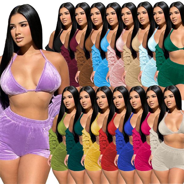 women's two piece pants solid velvet 3 piece sets women tracksuits lace up bra long sleeve zipper hooded jacket matching shorts fashion, White
women's two piece pants solid velvet 3 piece sets women tracksuits lace up bra long sleeve zipper hooded jacket matching shorts fashion, White