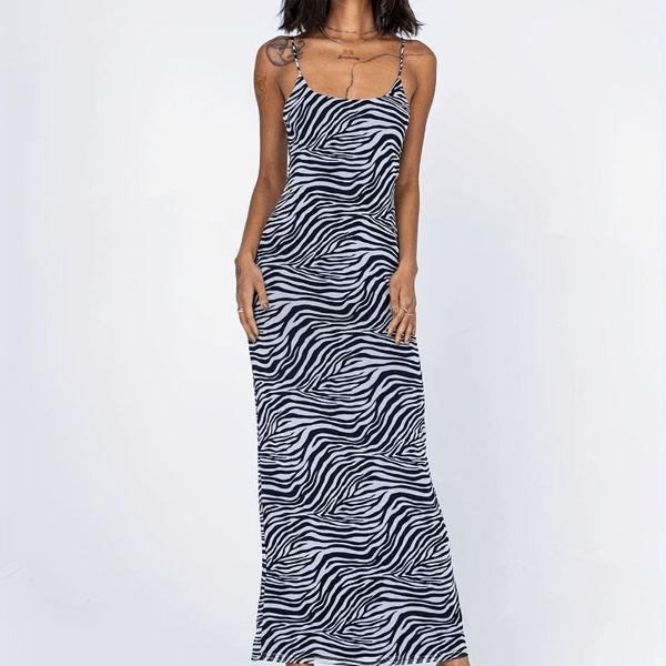 womens designer clothing zebra-patterned suspender open-back dress summer dress, Black;gray
womens designer clothing zebra-patterned suspender open-back dress summer dress, Black;gray