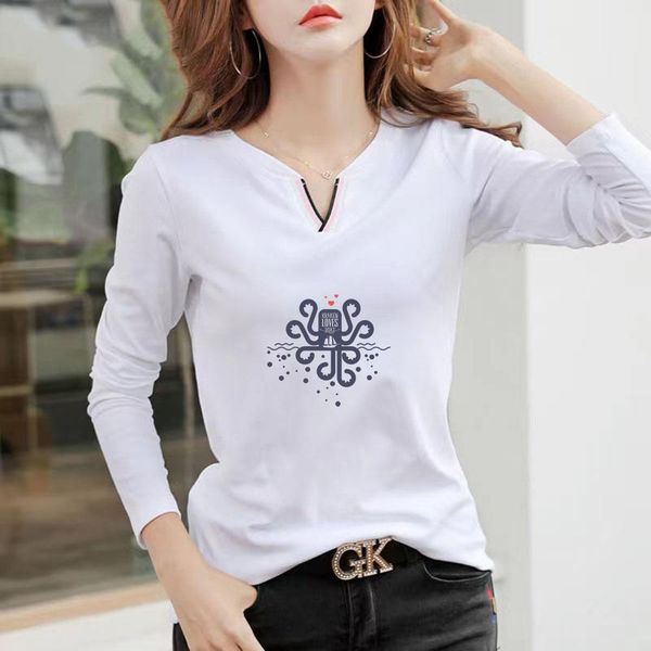 t-shirt 2022 new v neck 100% cotton t shirt woman autumn fashion long sleeve shirt women's tshirt loose korean style women shirts #1077, White
t-shirt 2022 new v neck 100% cotton t shirt woman autumn fashion long sleeve shirt women's tshirt loose korean style women shirts #1077, White