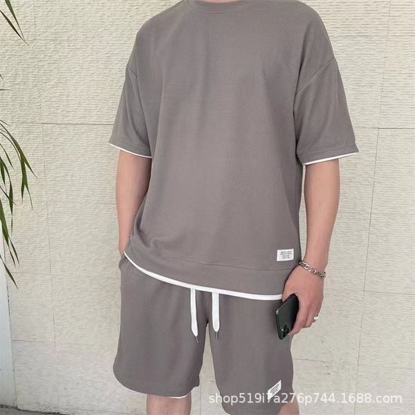 men's tracksuits fashion mens clothing waffle suit summer short-sleeved t-shirt shorts sweatpants two-piece suit mens shorts set 230418, Gray
men's tracksuits fashion mens clothing waffle suit summer short-sleeved t-shirt shorts sweatpants two-piece suit mens shorts set 230418, Gray
