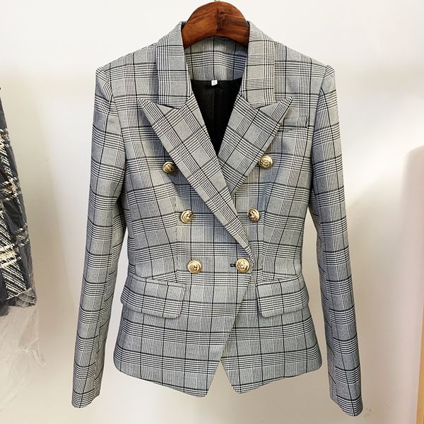 women's suits blazers high street est 2023 designer jacket classic plaid slim fitting double breasted lion buttons blazer 230418, White;black
women's suits blazers high street est 2023 designer jacket classic plaid slim fitting double breasted lion buttons blazer 230418, White;black
