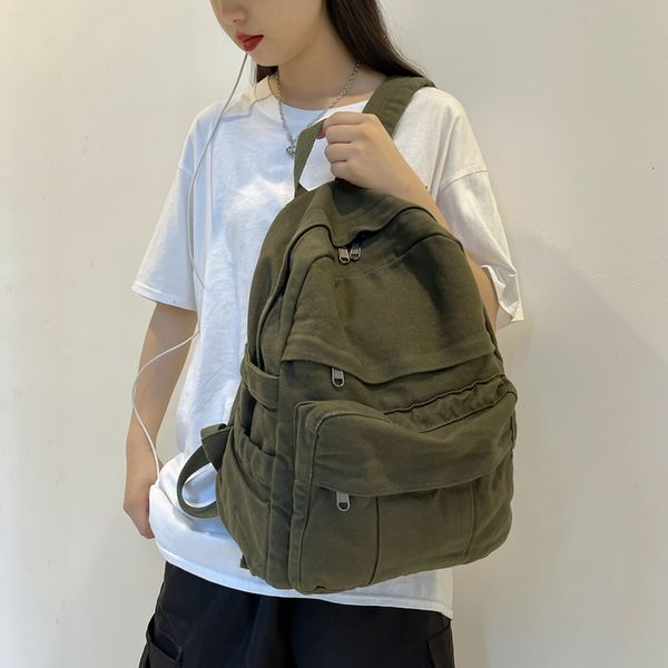 school bag cotton canvas cute student bookbag travel backpack fashion rucksack for teen girls kids gift khaki green 230417
school bag cotton canvas cute student bookbag travel backpack fashion rucksack for teen girls kids gift khaki green 230417