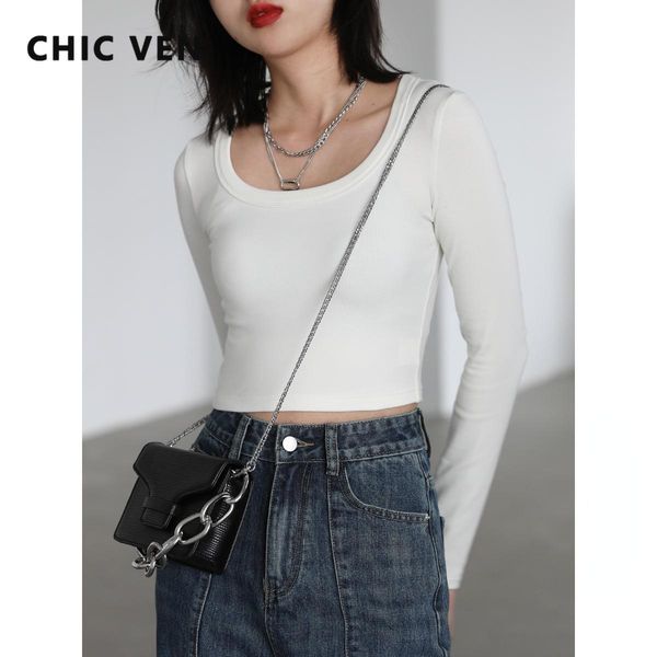 t-shirt chic ven women's crop uneck slim elastic solid bottomed short long sleeve tshirt spring summer female new style 2022, White
t-shirt chic ven women's crop uneck slim elastic solid bottomed short long sleeve tshirt spring summer female new style 2022, White