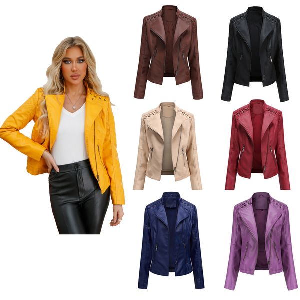 women's leather faux women jacket slim fit autumn spring zipper cadigan pu motorcycle biker coat casual fashion chaqueta mujer 230418, Black
women's leather faux women jacket slim fit autumn spring zipper cadigan pu motorcycle biker coat casual fashion chaqueta mujer 230418, Black
