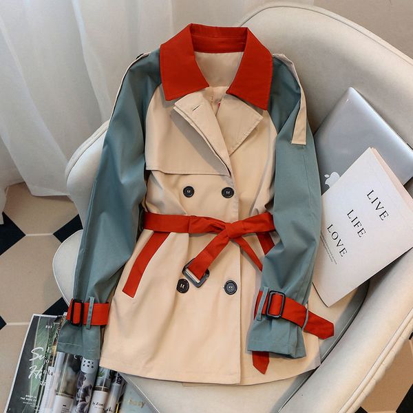 women's jackets hikigawa chic fashion women trench vintage elegant contrast color early spring loose versatile patchwork tied jacket mu, Black;brown
women's jackets hikigawa chic fashion women trench vintage elegant contrast color early spring loose versatile patchwork tied jacket mu, Black;brown