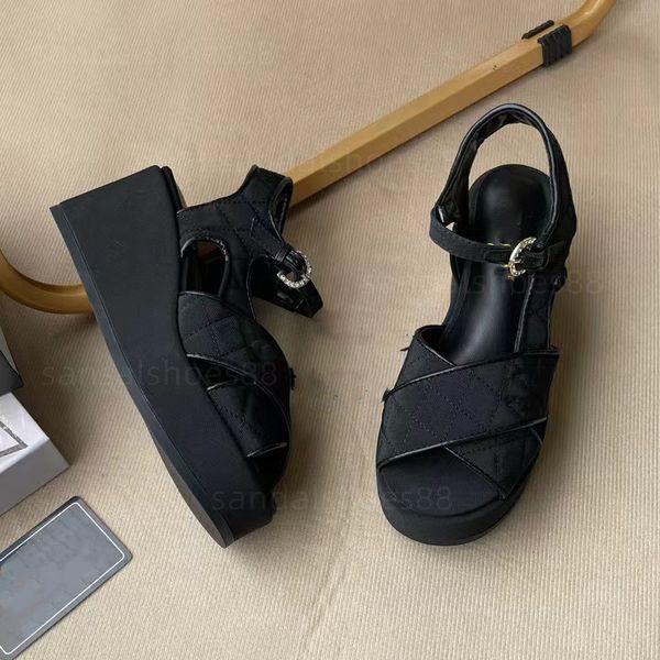 platform heels wedges sandals famous designer women quilted leather grosgrain sandles cross slides ankle buckle flatform wedge shoes chunky, Black
platform heels wedges sandals famous designer women quilted leather grosgrain sandles cross slides ankle buckle flatform wedge shoes chunky, Black