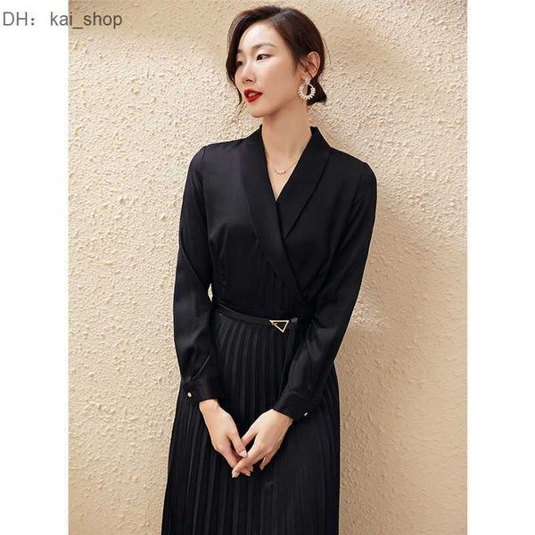 casual dresses silk splice dress 2023 spring fashion lace up show thin temperament long sleeve pleated skirt 11, Black;gray
casual dresses silk splice dress 2023 spring fashion lace up show thin temperament long sleeve pleated skirt 11, Black;gray