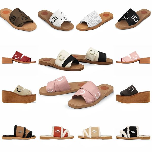 

Top designer slippers luxury women sandals woody bottom mules slides canvas square toe platform shoes embroidery summer sandal fashion beach shoes outdoor lace