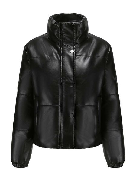 women's leather faux women winter jackets oversized cotton padded pu coat fashion zipper female short biker jacket outerwear 230418, Black
women's leather faux women winter jackets oversized cotton padded pu coat fashion zipper female short biker jacket outerwear 230418, Black