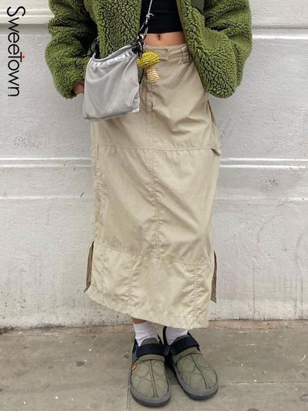 capris sweetown khaki casual long cargo skirts women stitching vintage baggy streetwear outfits split fashion low waist loosesize skirt, Black;white
capris sweetown khaki casual long cargo skirts women stitching vintage baggy streetwear outfits split fashion low waist loosesize skirt, Black;white