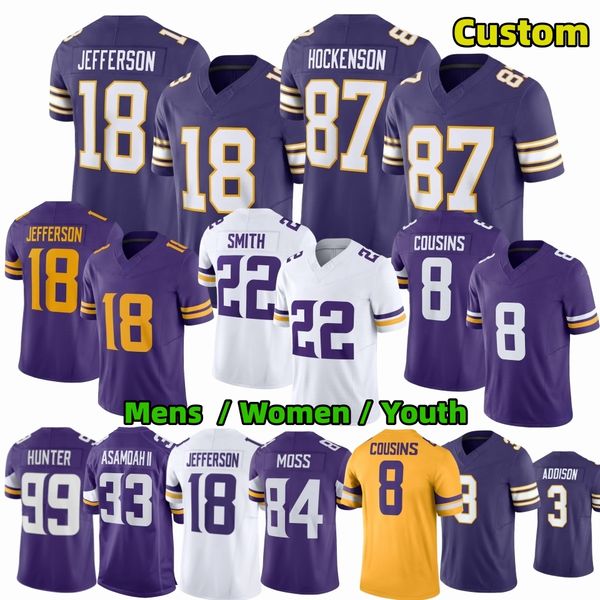 

18 Justin Jefferson 87 T.J. Hockenson Addison Football Jersey Harrison Smith Lewis Cine Kirk Cousins Danielle Hunter Randy Moss Alexander Mattison Jay Ward K.J. Osborn, Youth13