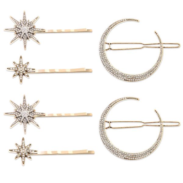 hairpins 1/2 sets star moon rhinestone hair clip hairpin women girls jewelry fashion styling accessories beautiful hair match tool w0417, Golden;silver
hairpins 1/2 sets star moon rhinestone hair clip hairpin women girls jewelry fashion styling accessories beautiful hair match tool w0417, Golden;silver