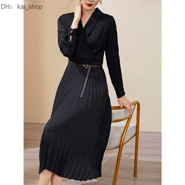 casual dresses silk splice dress 2023 spring fashion lace up show thin temperament long sleeve pleated skirt1, Black;gray
casual dresses silk splice dress 2023 spring fashion lace up show thin temperament long sleeve pleated skirt1, Black;gray
