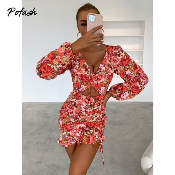 dresses pofash floral print ruffle hem mini dress women hollow out ruched bodycon vestidos female long sleeves autumn dresses 2021, Black;gray
dresses pofash floral print ruffle hem mini dress women hollow out ruched bodycon vestidos female long sleeves autumn dresses 2021, Black;gray