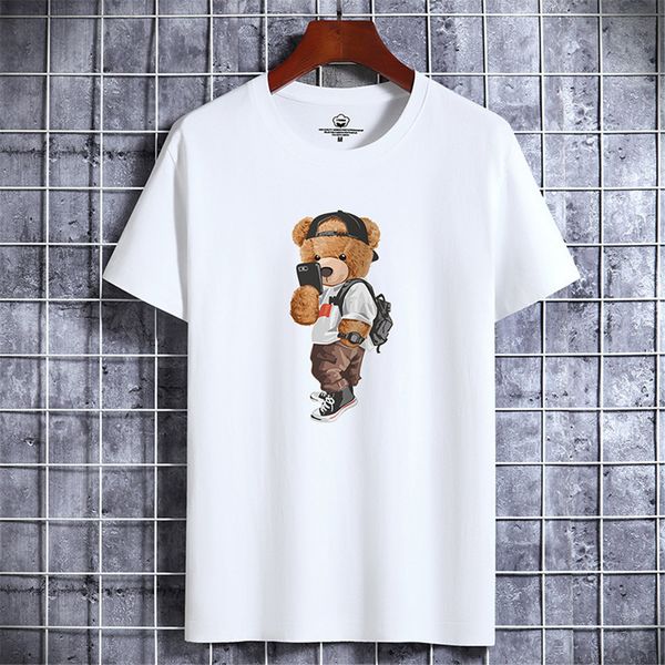 men's tshirts 2023 funny bear harajuku tshirt for summer cotton short sleeve graphic t shirts y2k streetwear casual clothing 230418, White;black 
men's tshirts 2023 funny bear harajuku tshirt for summer cotton short sleeve graphic t shirts y2k streetwear casual clothing 230418, White;black
