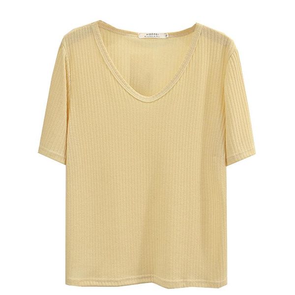 t-shirt plus size women tshirt summer 2022 ice knitting casual solid color vneck short sleeves tees, Black
t-shirt plus size women tshirt summer 2022 ice knitting casual solid color vneck short sleeves tees, Black