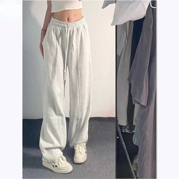 men's pants sports pants loose fitting american gray women's summer straight leg wide with a sense of drape and guard gings cuffs, Black;white
men's pants sports pants loose fitting american gray women's summer straight leg wide with a sense of drape and guard gings cuffs, Black;white