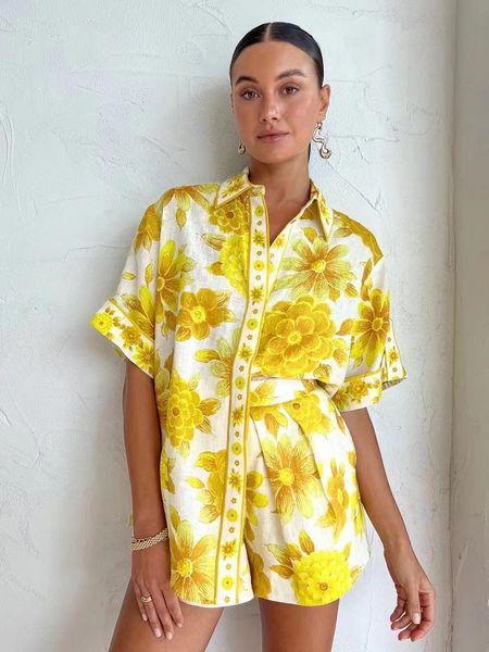 two piece dress australian designer designed a two piece set of lemon printed shirt high waisted straight shorts, White
two piece dress australian designer designed a two piece set of lemon printed shirt high waisted straight shorts, White