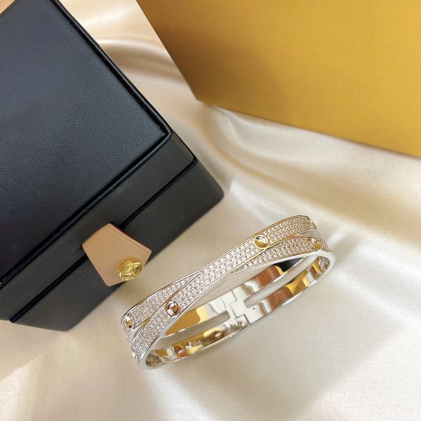 2023 new designer fashion bangle luxury full drill double ring cross gold bracelets trendy gorgeous jewelry gift women no box, Black
2023 new designer fashion bangle luxury full drill double ring cross gold bracelets trendy gorgeous jewelry gift women no box, Black