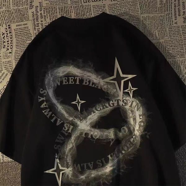 men's tshirts summer short sleeved t shirts men and women fashion devil series retro surround letter print wide give away design half s, White;black
men's tshirts summer short sleeved t shirts men and women fashion devil series retro surround letter print wide give away design half s, White;black