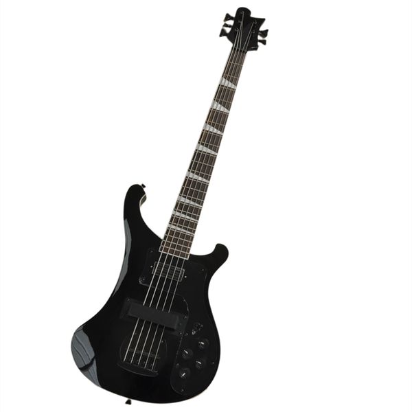 factory custom 5 strings black electric bass guitar with white pearl inlays offer logo/color customize
factory custom 5 strings black electric bass guitar with white pearl inlays offer logo/color customize