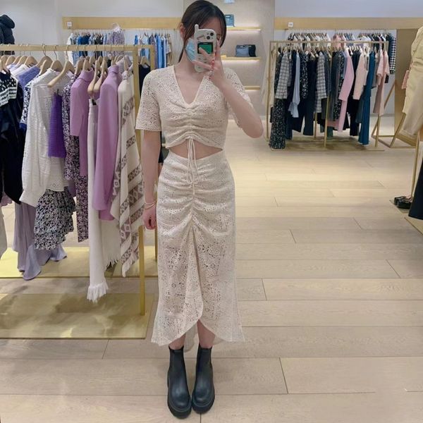 casual dresses maje pleated dress midriff costume hollowed out lace dress for women, Black;gray
casual dresses maje pleated dress midriff costume hollowed out lace dress for women, Black;gray