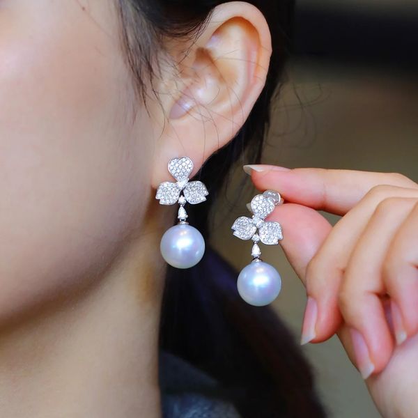 charm flower earring pearl zircon silver color party wedding drop earrings for women engagement promise jewelry gift, Golden
charm flower earring pearl zircon silver color party wedding drop earrings for women engagement promise jewelry gift, Golden