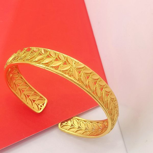 women cuff bangle bracelet solid fashion 18k yellow gold filled real classic female jewelry gift, Black
women cuff bangle bracelet solid fashion 18k yellow gold filled real classic female jewelry gift, Black