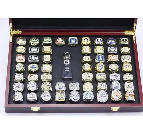 55pcs 1966 to 2020 american football team champions championship ring set with wooden display box trophy souvenir men fan souvenir gift whol, Golden;silver
55pcs 1966 to 2020 american football team champions championship ring set with wooden display box trophy souvenir men fan souvenir gift whol, Golden;silver