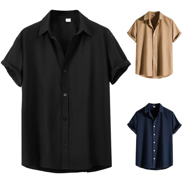 men's casual shirts men shirt summer short sleeve shirt male casual solid color korean clothing men's shirts turndown collar shirt, White;black
men's casual shirts men shirt summer short sleeve shirt male casual solid color korean clothing men's shirts turndown collar shirt, White;black