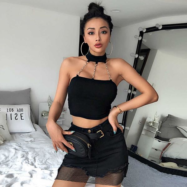 women's tanks camis combhasaki harajuku metal chain gothic hip hop women choker halter neck chain punk backless crop vest j230417, White
women's tanks camis combhasaki harajuku metal chain gothic hip hop women choker halter neck chain punk backless crop vest j230417, White