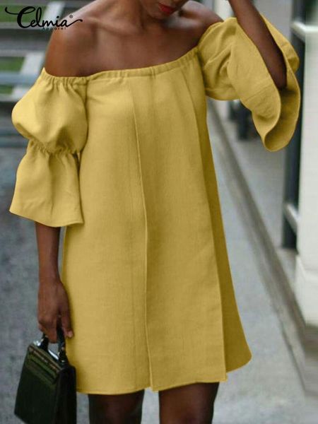 dresses celmia short puff sleeves sundress women solid color off shoulder mini dress 2022 summer party vestidos pleats cotton robes, Black;gray
dresses celmia short puff sleeves sundress women solid color off shoulder mini dress 2022 summer party vestidos pleats cotton robes, Black;gray