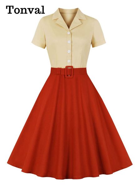 dresses tonval two tone notched collar buttons belted aline vintage clothes for women short sleeve summer elegant midi dress 2022, Black;gray
dresses tonval two tone notched collar buttons belted aline vintage clothes for women short sleeve summer elegant midi dress 2022, Black;gray