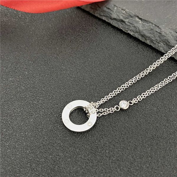 double ring big cake necklace love collar chain print couple original diamond metal double chain, Black
double ring big cake necklace love collar chain print couple original diamond metal double chain, Black